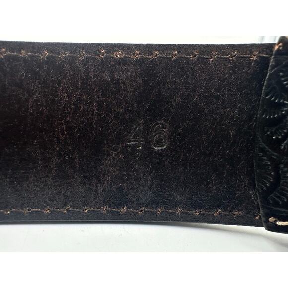 BS118 Genuine Full Grain Western Floral Engraved Tooled Leather Belt Strap Sz 46 - Picture 3 of 4